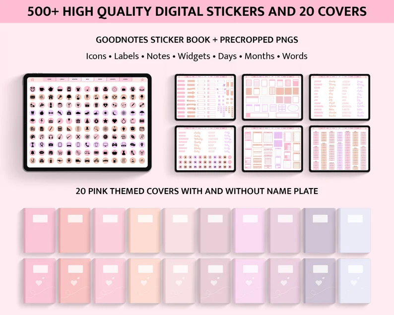 Mid-Year Undated Digital Planner for GoodNotes & Notability – iPad & Tablet-Friendly, Pink Daily & Weekly Planner