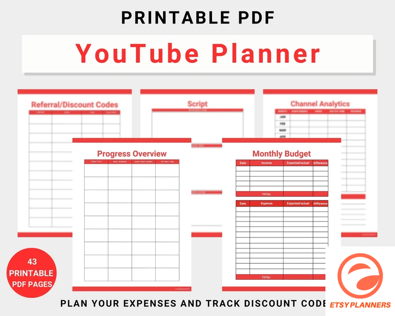 Youtube Video Planner and Checklist
Youtube Growth Planner